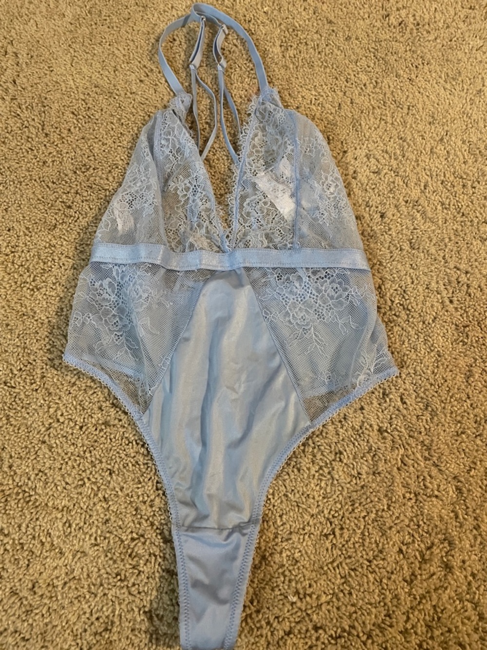 Auden Light Blue Lace Plunge Teddy